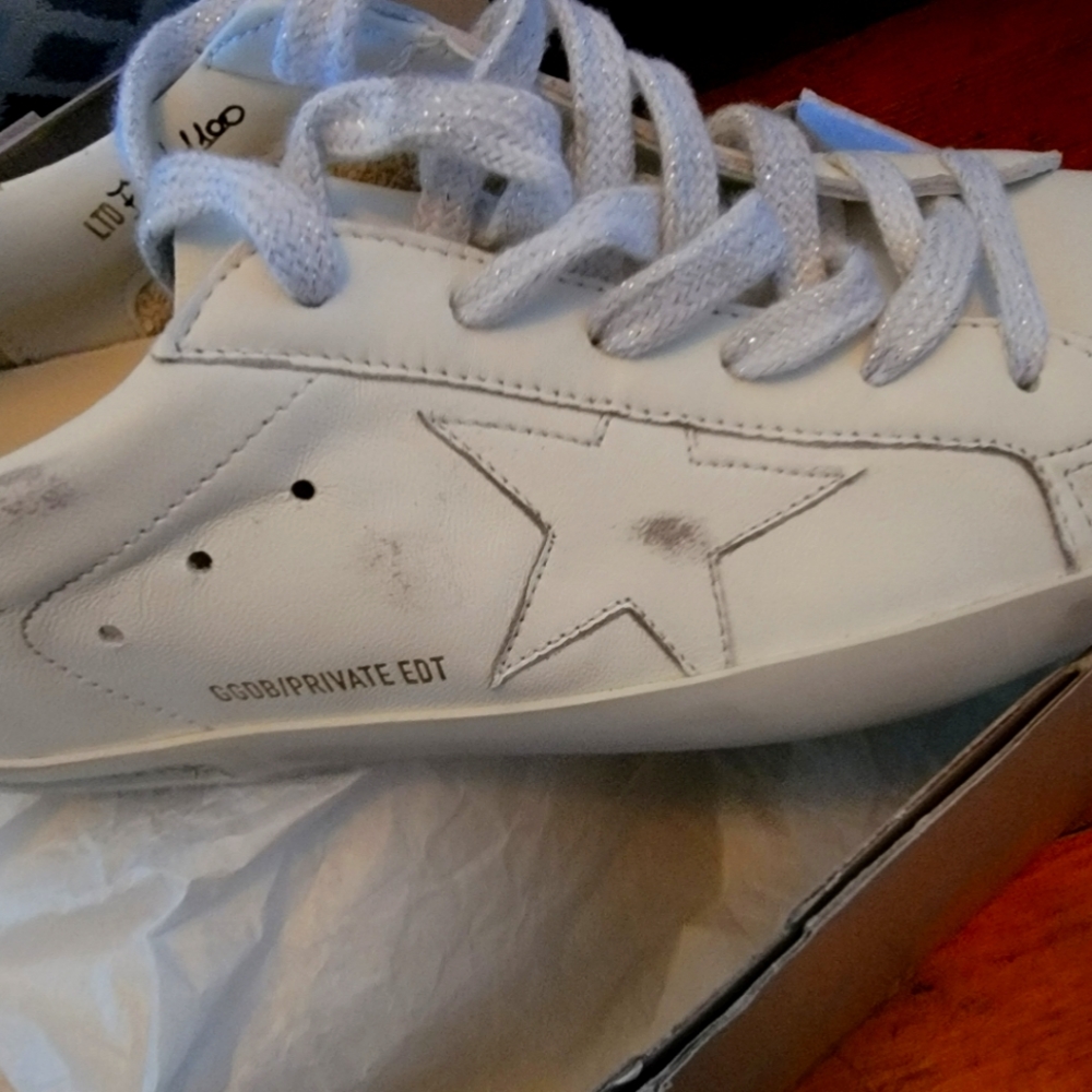 White gold nappa upper star laminated heel